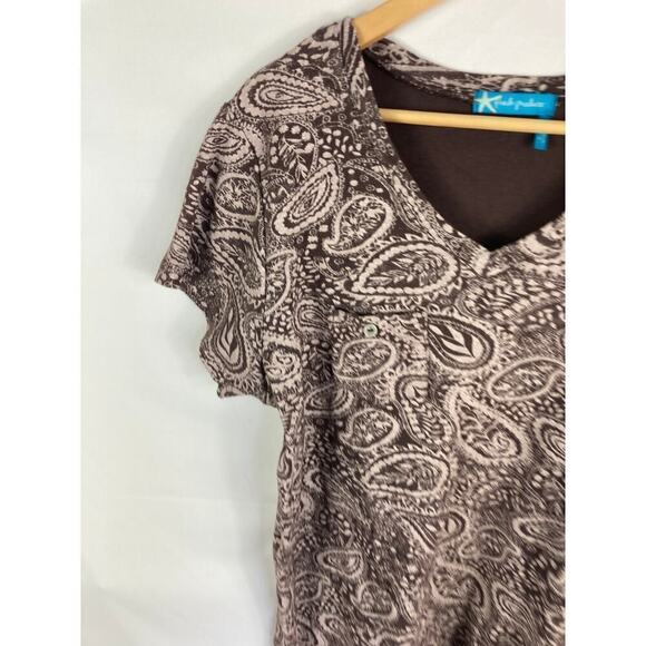 Fresh Produce Patterned Print Short Sleeve V Neck Top Size 1X - Picture 2 of 4